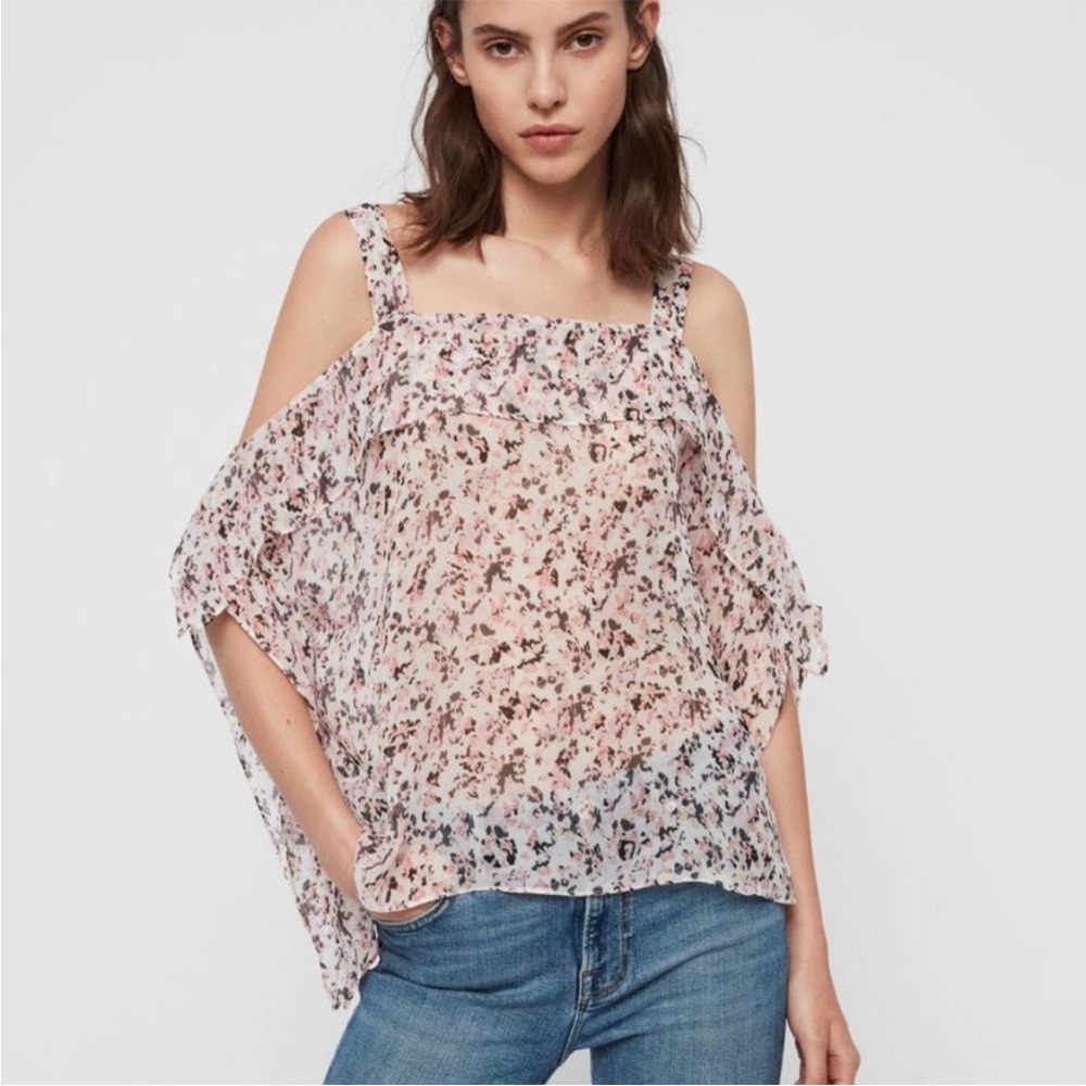 NWT All Saints Sheer Abstract Mio Freefall Top in Chalk White M